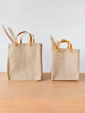 Chiterion Stylish Eco-Friendly Juco Jute Cotton Shopper Beach Tote Bag Custom Printed Logo For Women Girls Lady