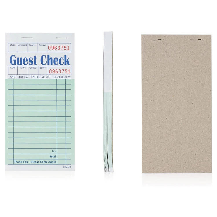 Custom Logo Carbonless Paper Hotel Restaurant Guest Check Books OEM Offset Printing CMYK Bill Book Paper & Paperboard 100 Books