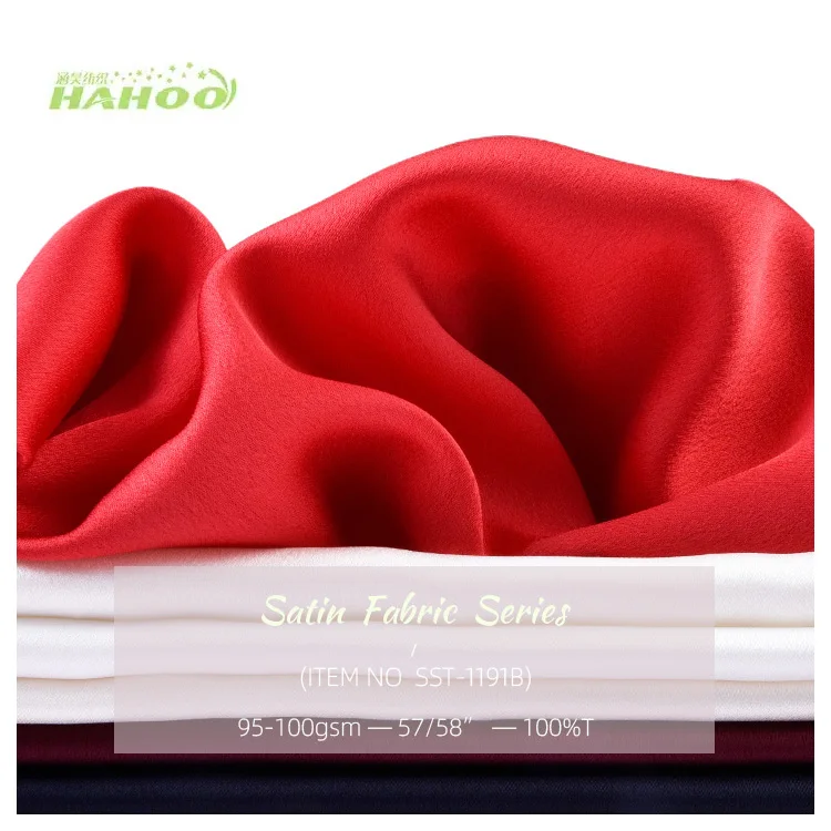 High quality 50d 75d polyester fabric 100% polyester multiple colors red color crepe satin fabric for bride clothes