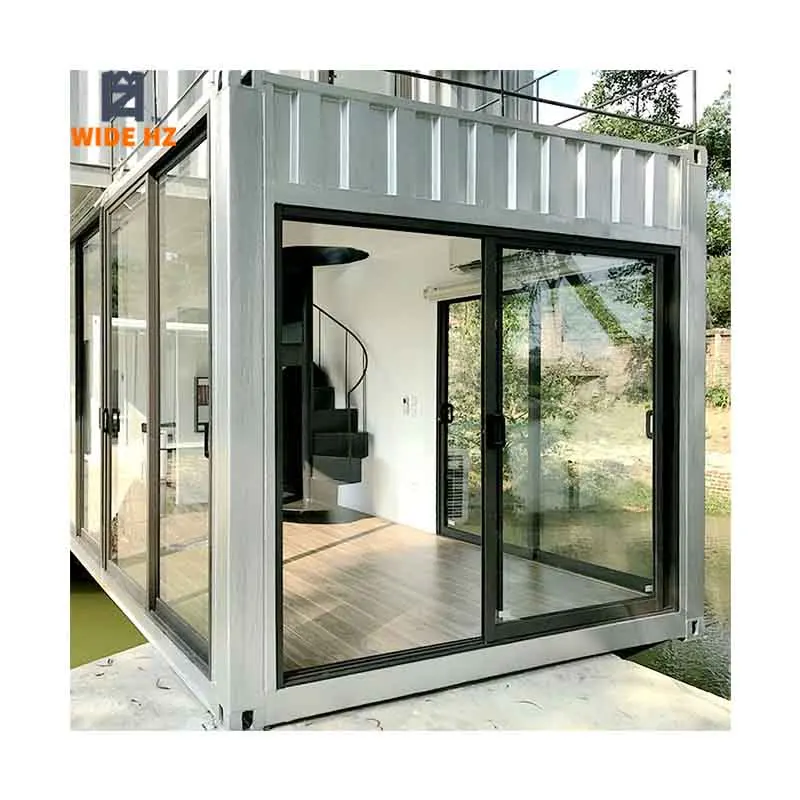 20ft Modular modern prefab glass house shipping container hotel container glass house home prefabricated