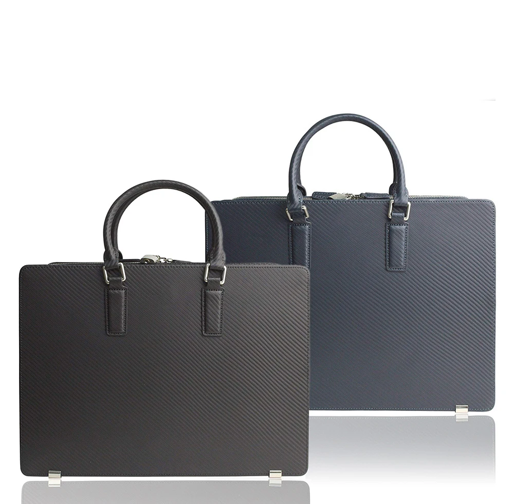 Carbon Genuine Leather Briefcase For Men Travel Business Bag Water Resistant Laptop Bag Messenger Bag