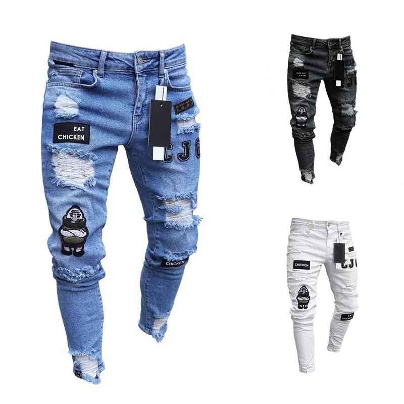 Мужские классические Celana Joger Celana Panjang Pria Jeans, мужские джинсовые брюки