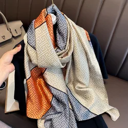 Womens Silk Scarf Printed 100% Long Mulberry Satin Scarf Fashion Designer Scarf Lightweight Wraps