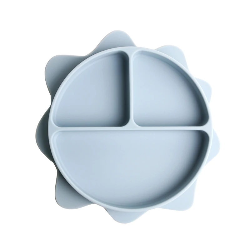 Food Light Blue Dinner Tableware Kids Plate Set Children Lion Suction Plate Silicone Plate
