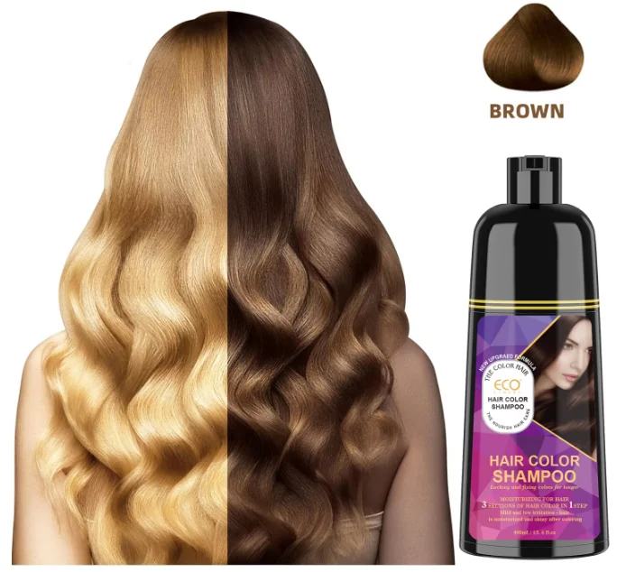 Hair Color Brown Hair Dye Shampoo for Women & Men 100% Gray Hair Coverage -739259
