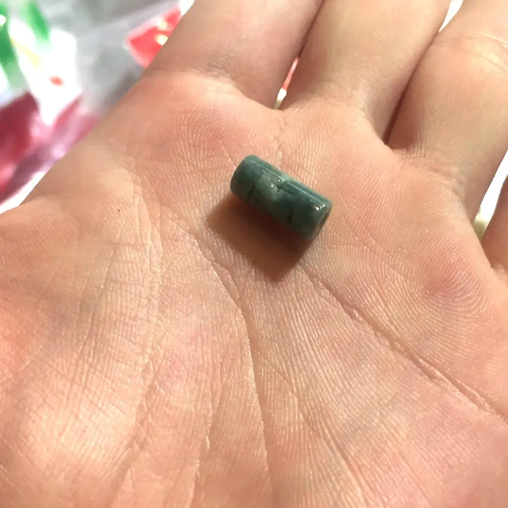 Wholesale 6x13mm Natural Carved Myanmar Burma Dark Green Jade Column Beads High Quality For Jewelry Making Bracelet DIY