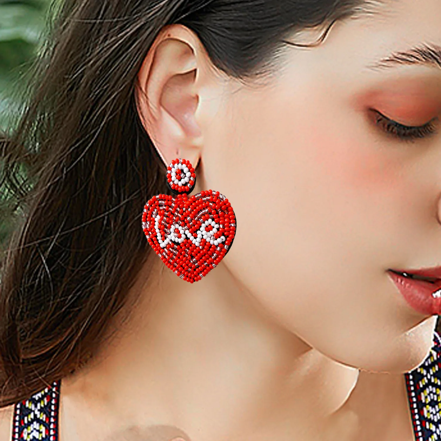 2023 Hot Selling Seed Bead Boho Tassel Earring Heart Shape Rainbow Miyuki MultiColor Earring For Women
