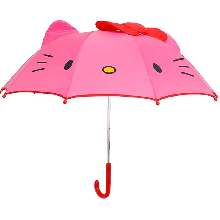 Cute Cat Shape Bowknot Children Cute Animal Print Automatic Small Umbrella With Ears