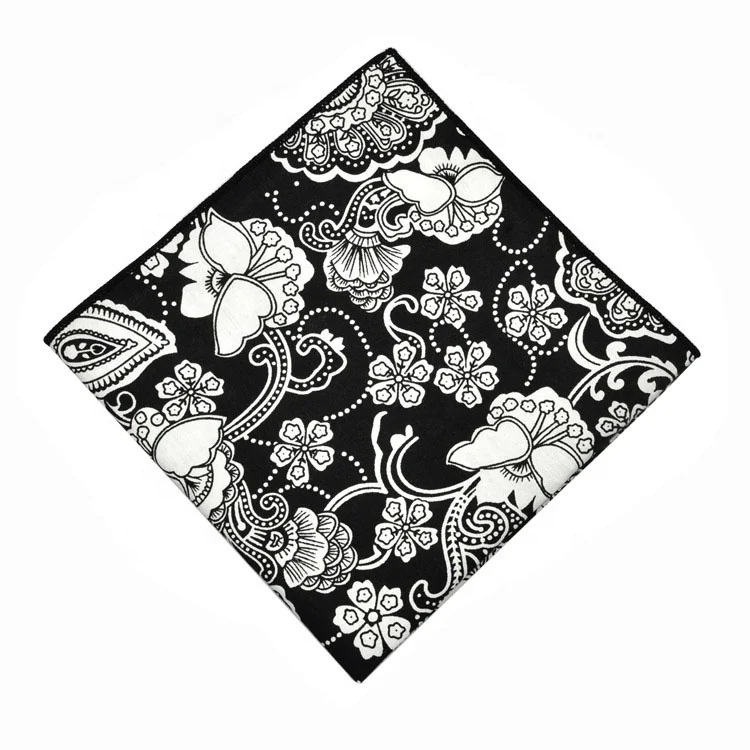 fancy new fashion mens black and grey cotton hanky handkerchief