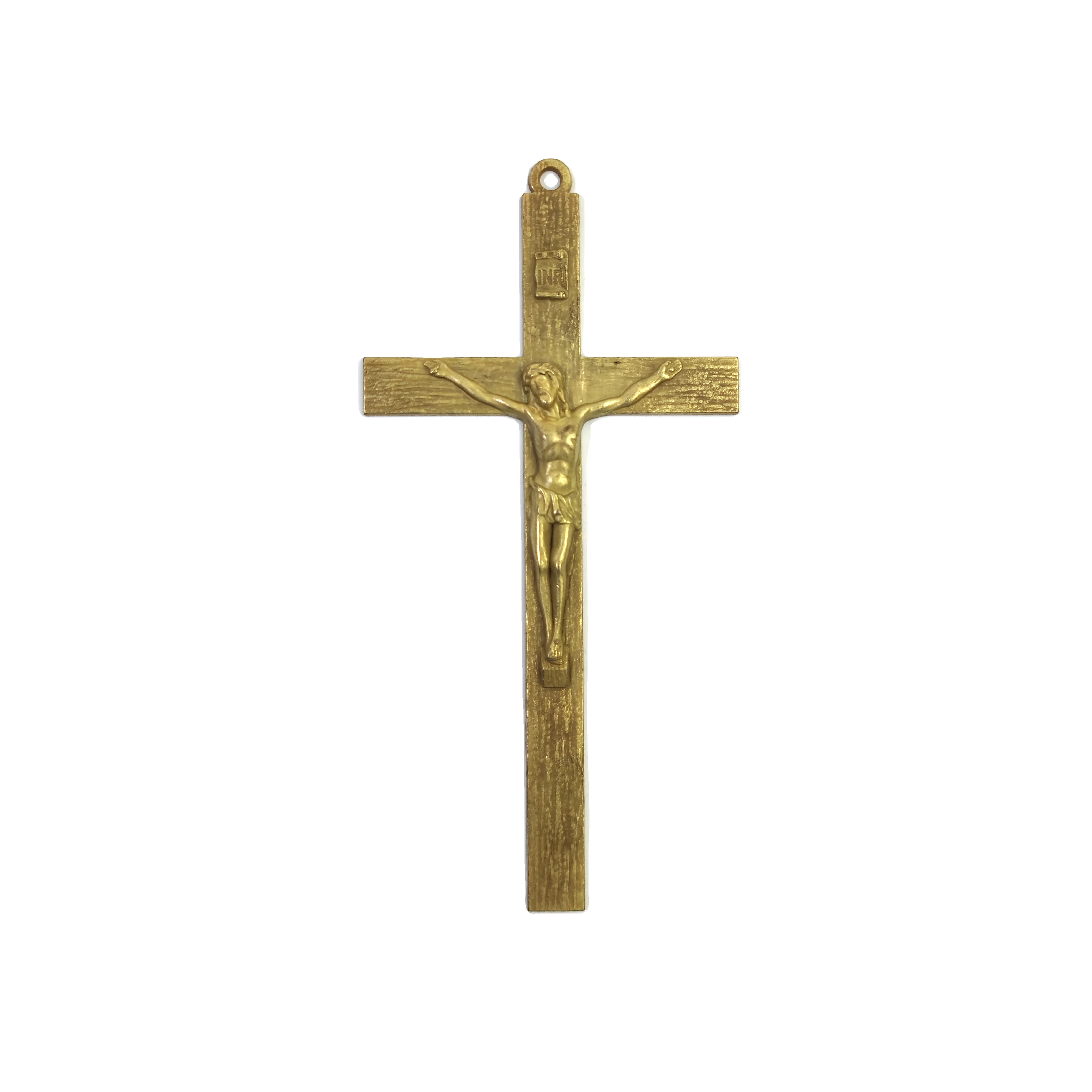 Crucifix Wall Cross - Metal  Catholic Crosses Wall Decor - 8 Inch - Retro Gold