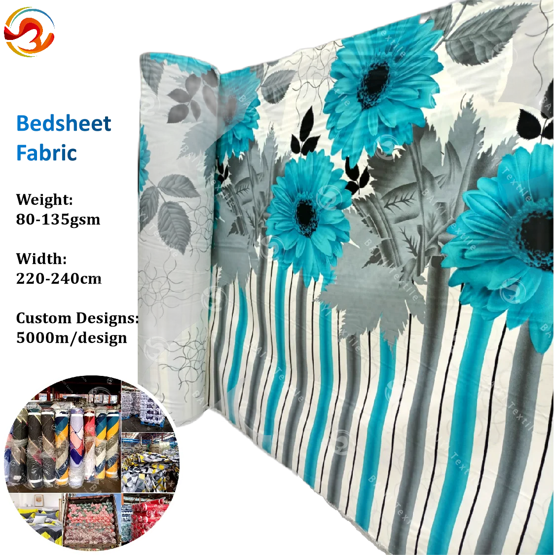 Disperse printed fabric wholesale design bedsheet fabric ODM/OEM 70-135gsm 235CM microfiber twill&plain woven fabric for bedding