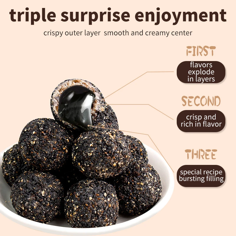 OEM/RTS Seven Black Sesame Balls Most Popular In 2024 crisp and rich in flavor original factory good for health