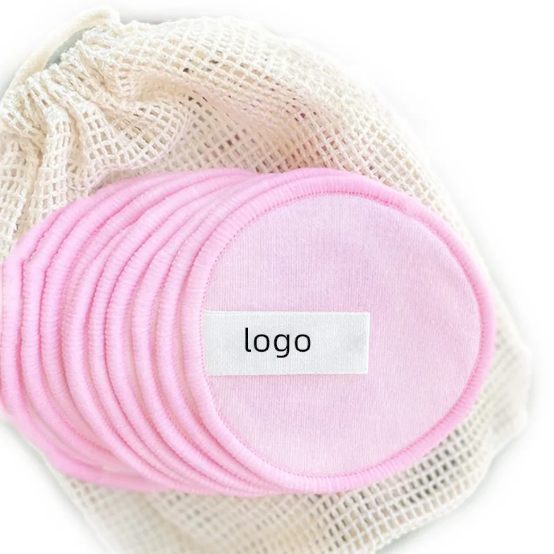 Wholesale bamboo cotton pads makeup remover logo washable face pads organic reusable face pads for women