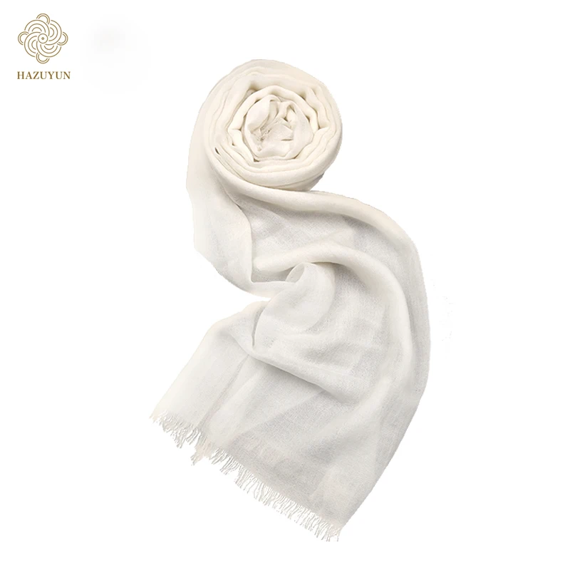 
Custom 200s printed white 200*100cm 100% wool cashmere scarf merino fabric 