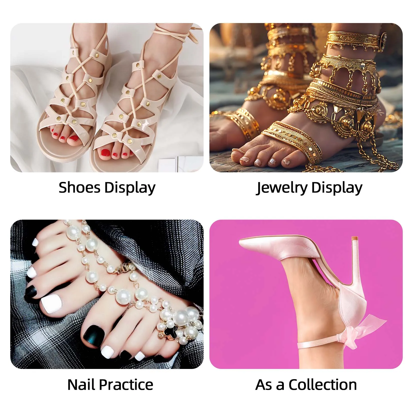 Soft Silicone Feet Lifesize Female Mannequin Leg Feet Mannequin Display Shoe Display Jewelry Sandal Shoe Display Art Sketch Nail