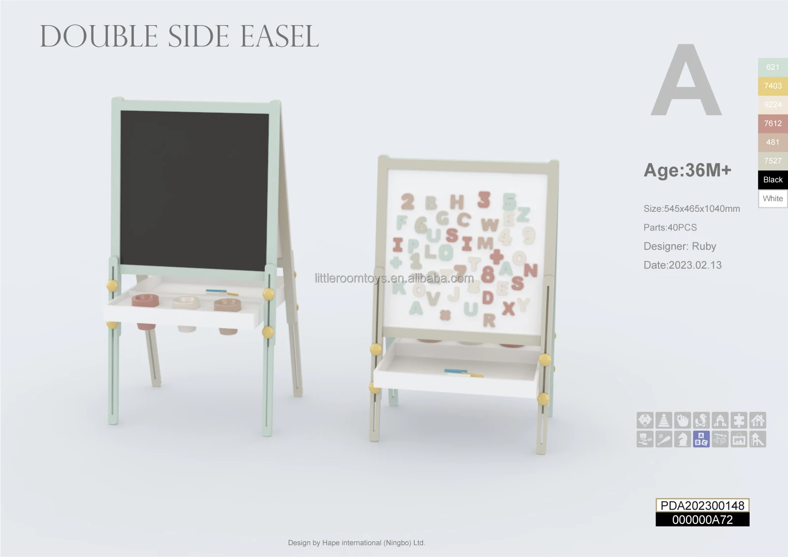 Littleroom Wooden Multifunction Magnetic Drawing Blackboard Whiteboard Double Sided Early Education Learning Toys For Children