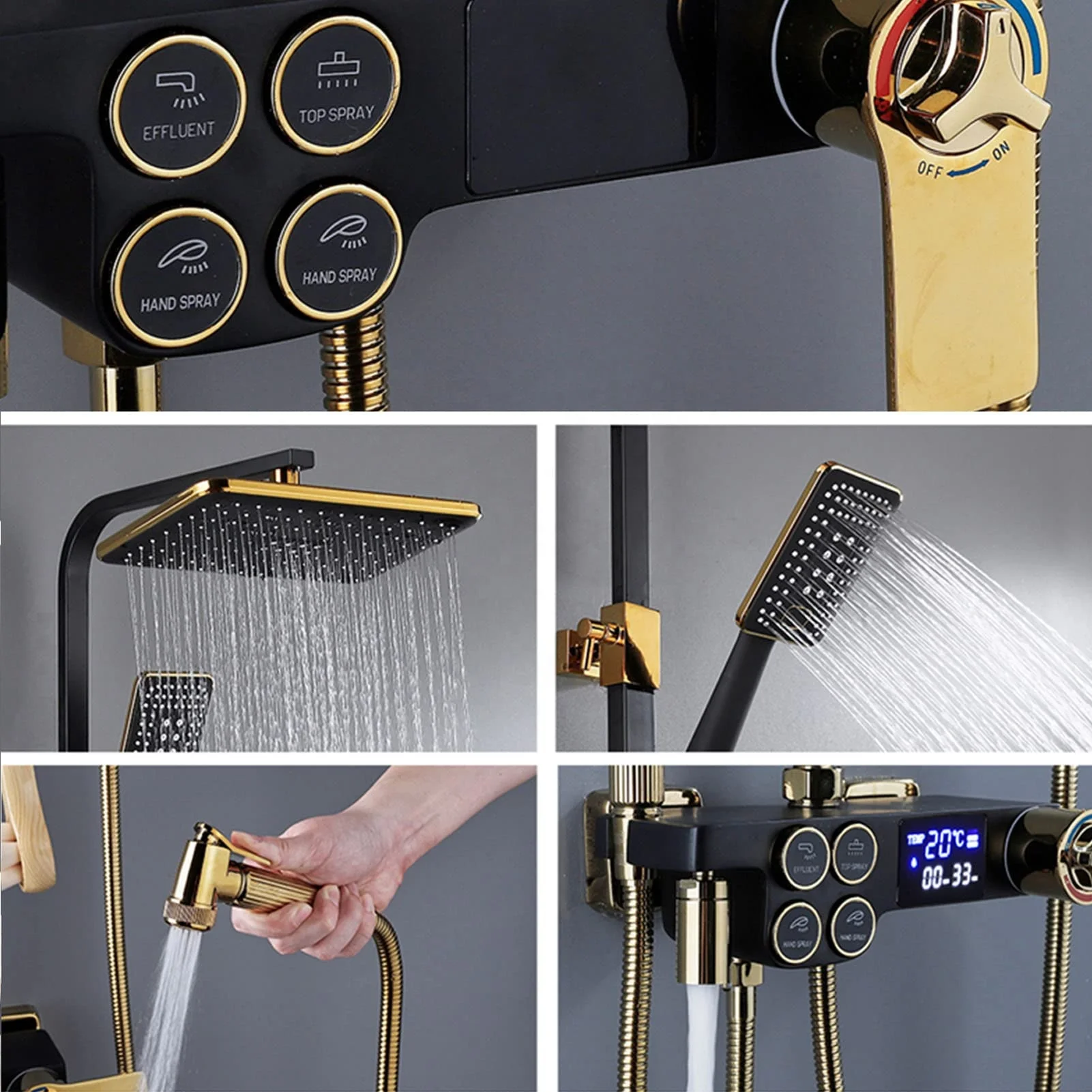 Commercial Hotel Intelligent Constant Temperature Shower System Wall Mounted Hot and Cold Bath Faucet square SPA Rain Shower