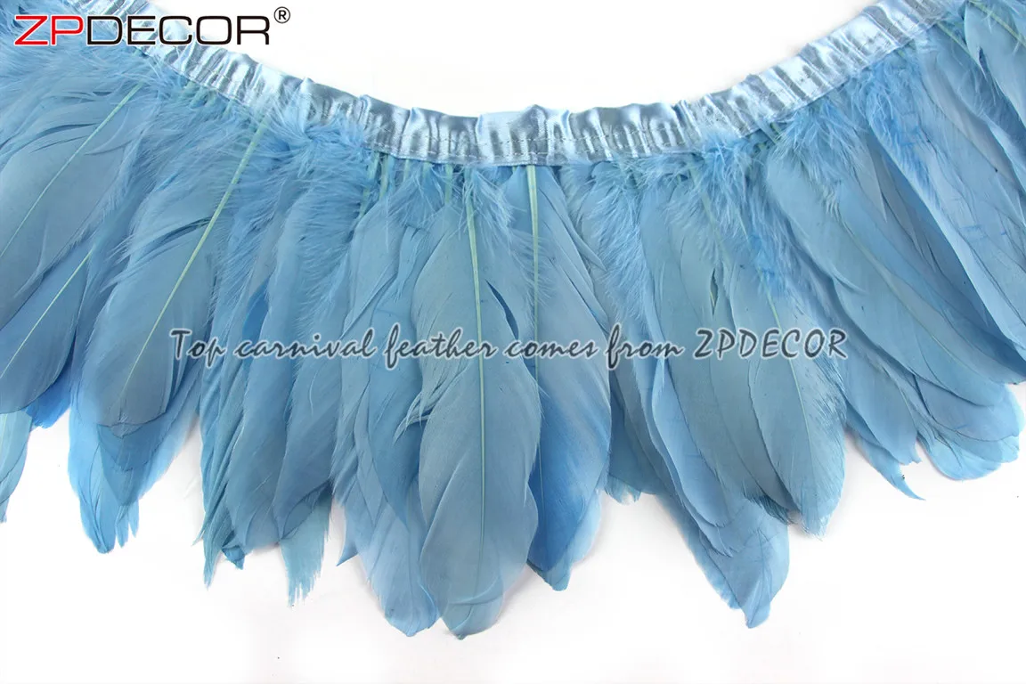 ZPDECOR Factory Stock Wholesale Dyed Light Blue Nagorie  Goose Feathers Trim for Carnival Theme Party Dress