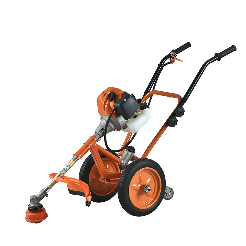 Two wheel hand push brush cutter 2-stroke weeder machine lawn mower for grass cutting wholesale and home use