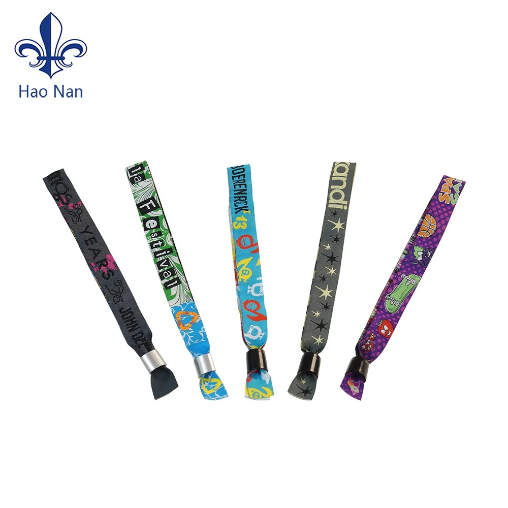 Custom polyester woven thread promotional wristbands fabric festival wristband