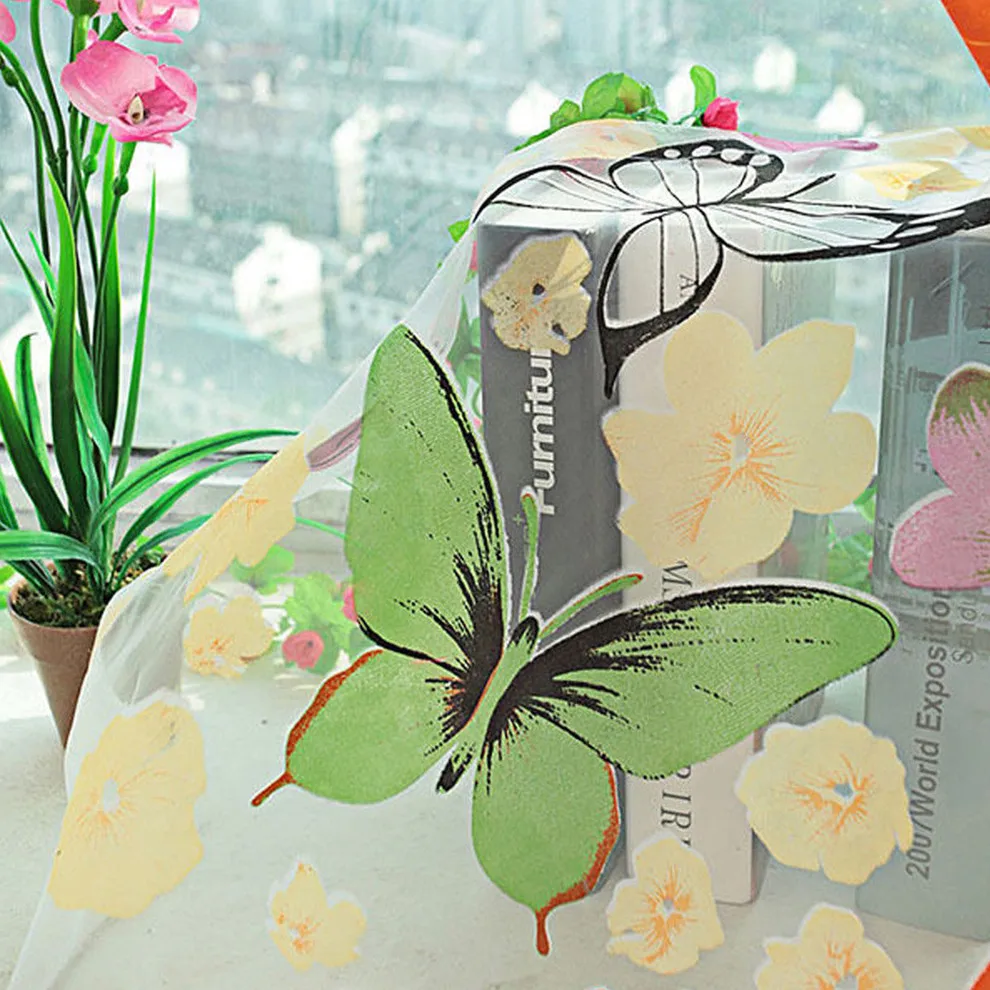 Printed  Cortinas Decorative Window Screening Burnout Tulle Curtains for Living Room bedroom Balcony Voile Sheer