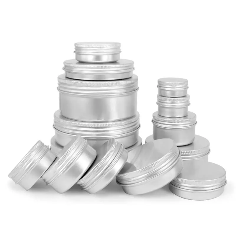 Customized Hair Gel Round Matte Black Silver 3ml-1000ml Aluminum Tin  Screw Metal Can Screw Cream Candy Candle  Aluminium Jar