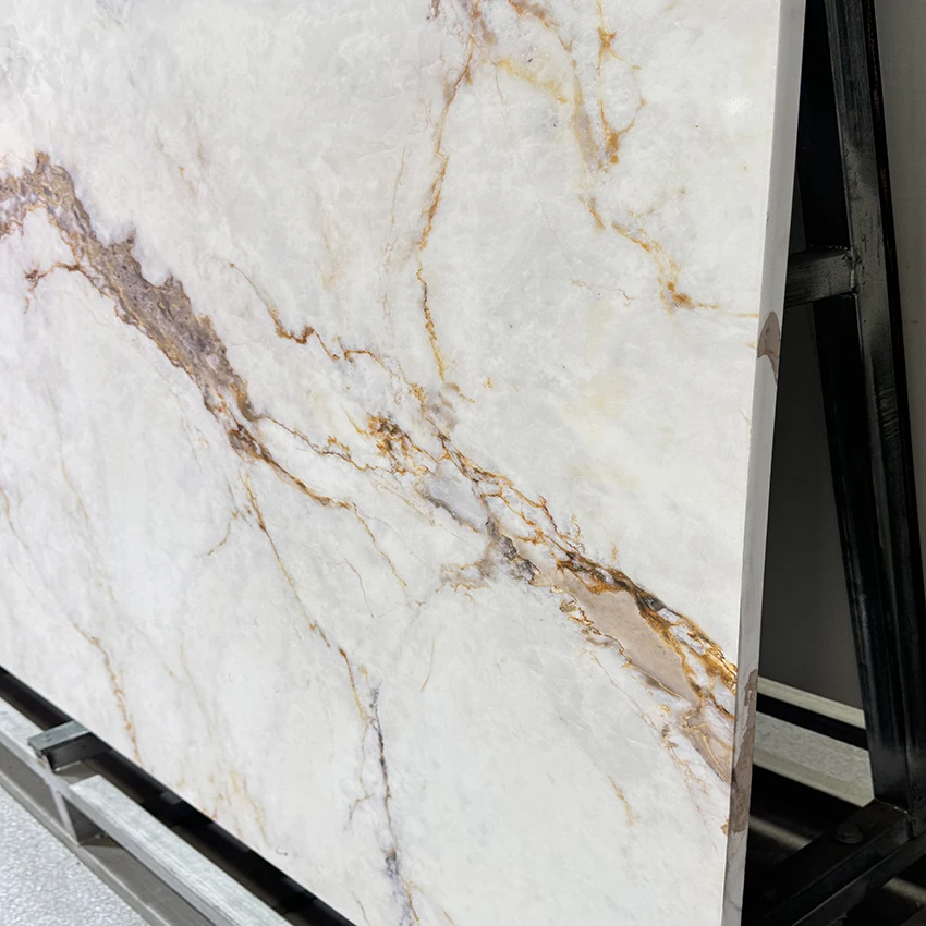 Calacatta белый с золотым Веном мраморный камень искусственный кварцевый Kitchentop столешница большая плита инженерный