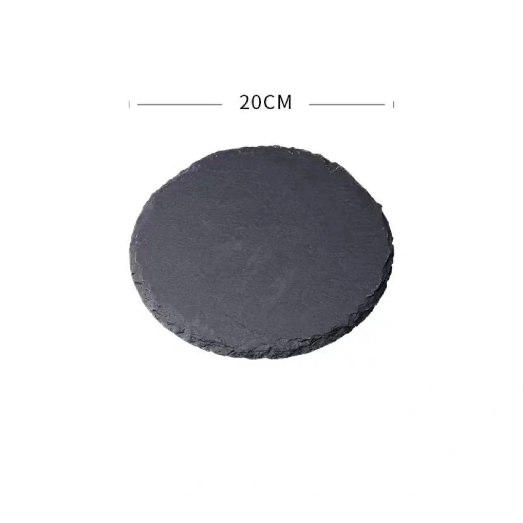 Round Slate Stone Plates Restaurant Sushi Stone Tray Wholesale Dinner Plate Black Serving Dishes For Catering Hotel