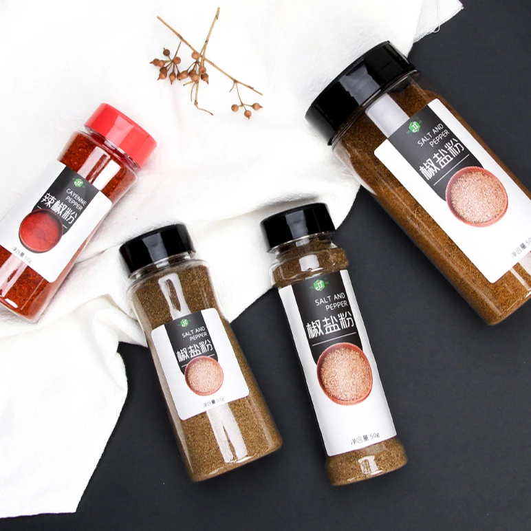 wholesale cheap price eco friendly condiment bottle pet plastic salt pepper spice jars with lid