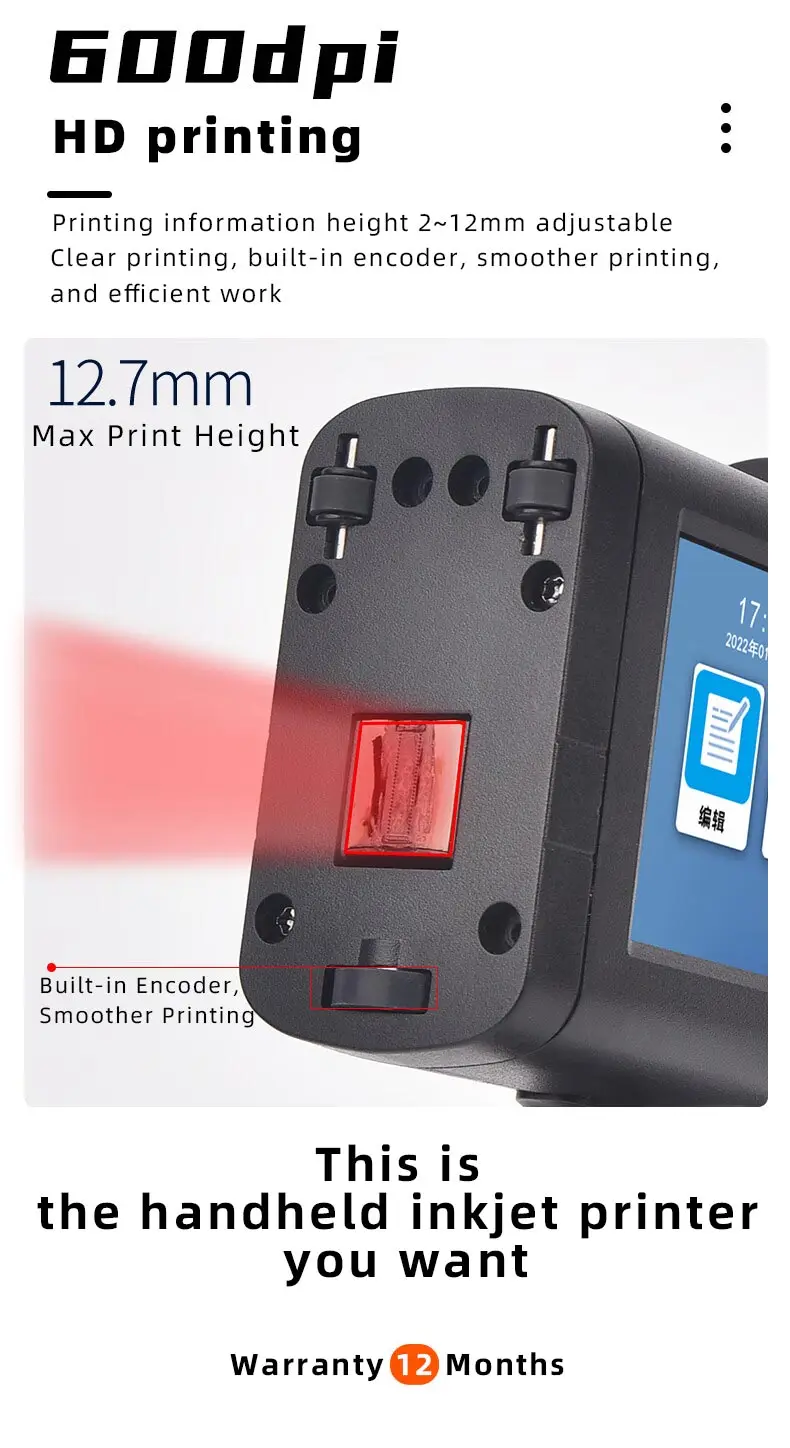 2024 New System Mini Logo Label Printing Machine Portable Handheld Inkjet Printer for Bottles Provided 4.3 Inch Resistive Screen