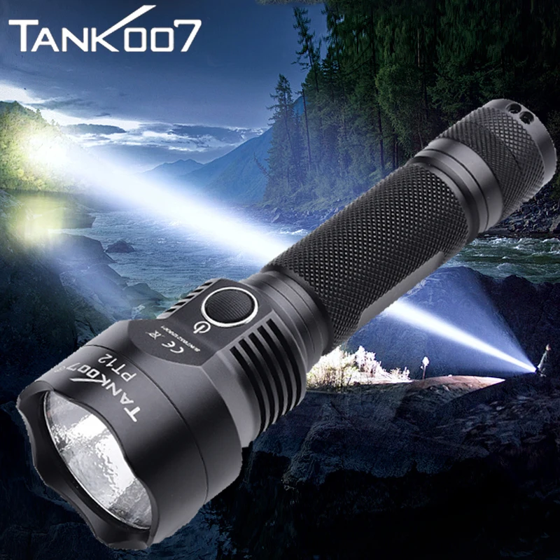 Tank007 усовершенствованный фонарик для самообороны светодиодный тактический фонарь linternas высокой мощности Фонарь большой дальности перезаряжаемый аккумулятор