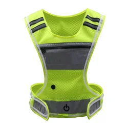 USB Rechargeable Reflective Vest safety vest Running Vest 3 LED Glowing Modes Reflective Straps