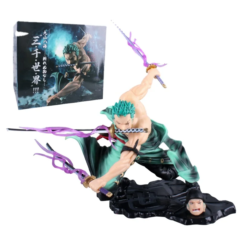 Anime One-Piece Roronoa Zoro Katana Cosplay Model PVC Action Figure Toy Three Swords Three Thousand Worlds Zoro