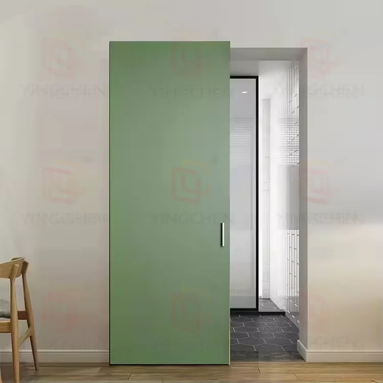 American Shaker Door Design 1 Panel Tempered Glass Solid Wooden Frame Interior Sliding Barn Door