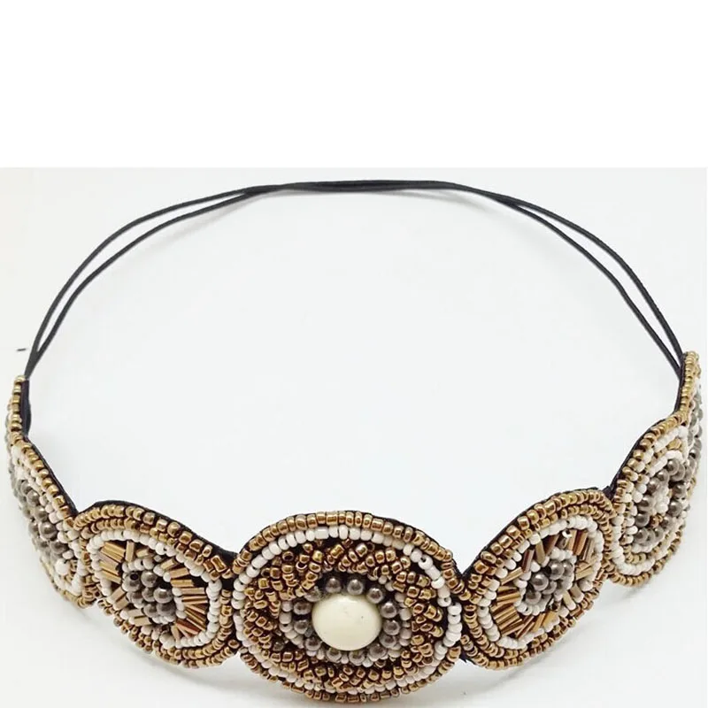 Custom Design Crystal Stone Beaded Elastic Headbands for women