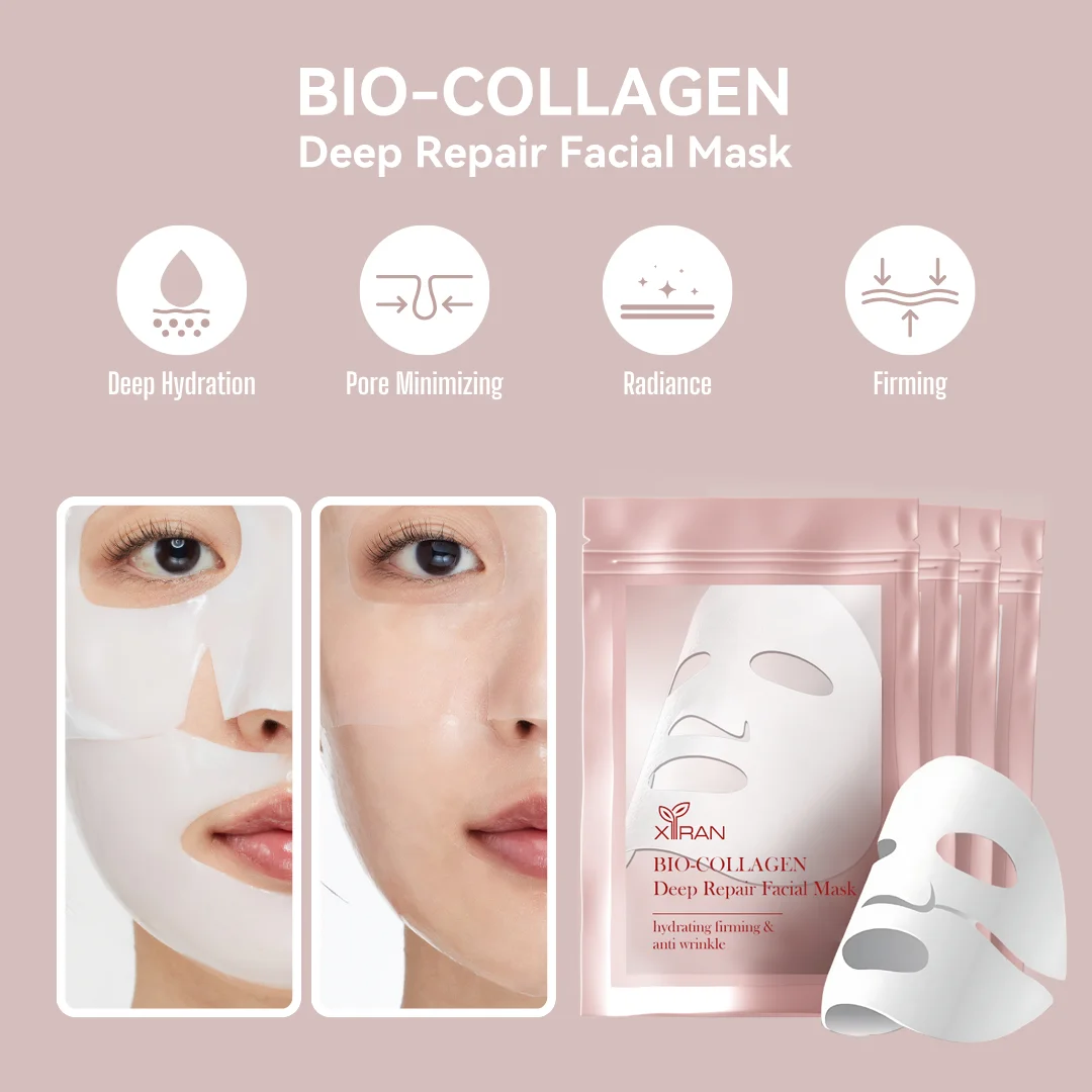 Private Label Deep Repair Bio-Collagen Face Mask for Hydrating Firming & Anti Wrinkle Overnight Facial Sheet Mask