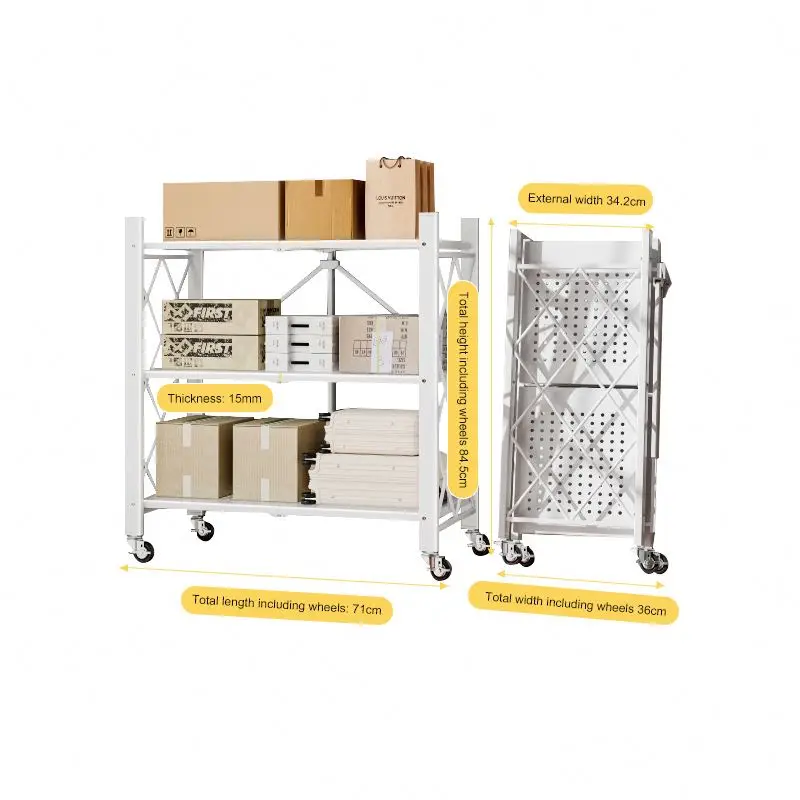 Multi-Functional Household Organizer Rack Standing Movable Kitchen Bedroom Living Storage Basket Shelf