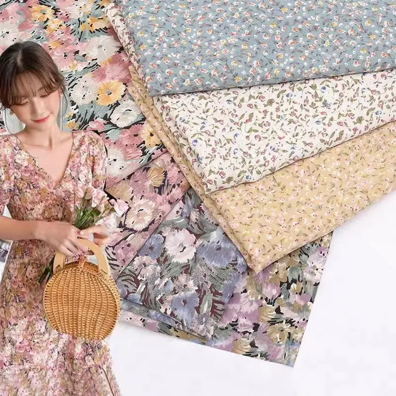 High Quality Full Polyester Textile Printed Mousseline De Soie En Tissu Floral Chiffon Fabric