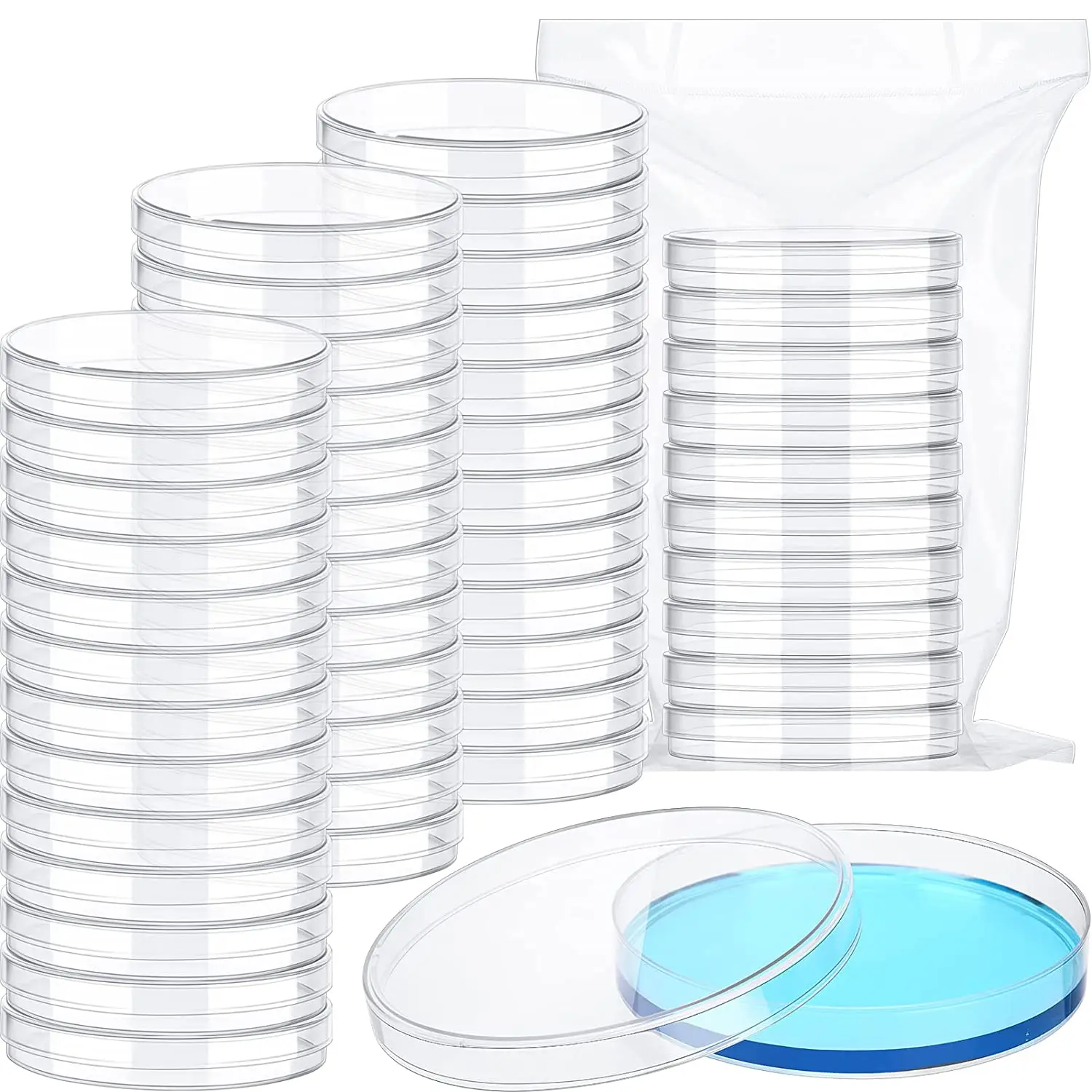 Youlai Sterile Plastic Petri Dishes with Lid 90mm x 15mm  Lab Petri Plate Dish for Lab Analysis