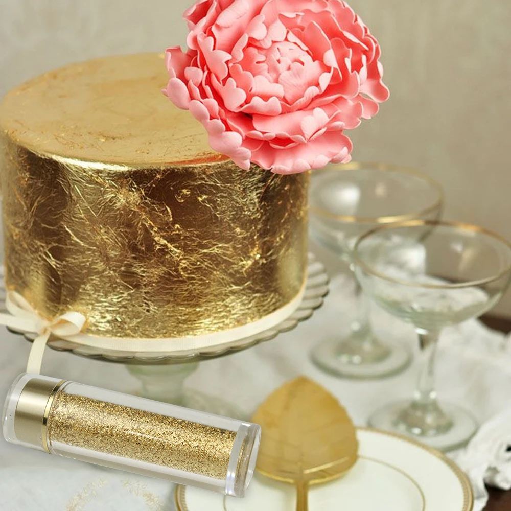 1G One Bottle 99% 24K Genuine Gold And Silver Edible Gold Leaf Flakes For Facial Beauty Cosmetics Food Cake Decoration
