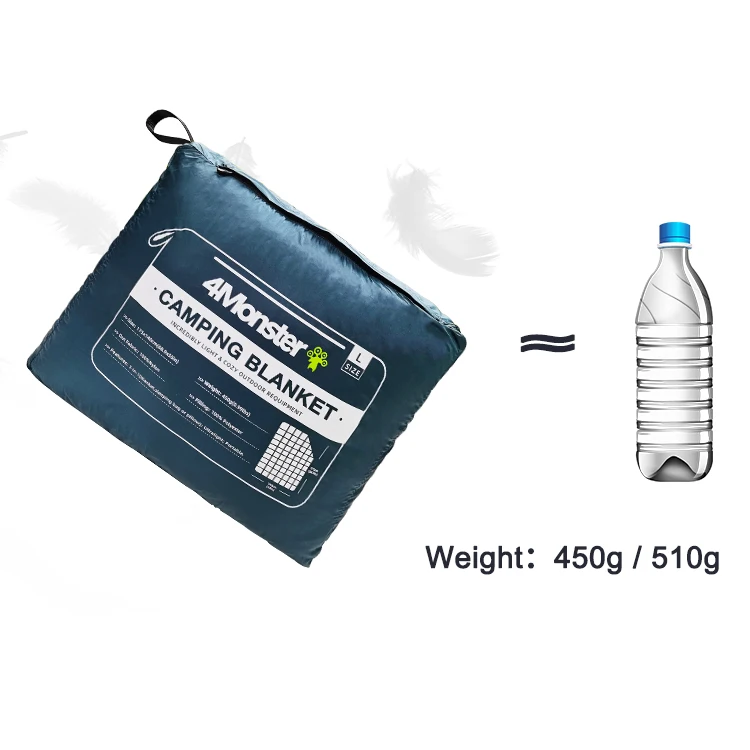 Factory Direct Price Recycled Material Outdoor Packable Printed Throw Down Puffy Camping Blanket Airplane Blanket With Pocket