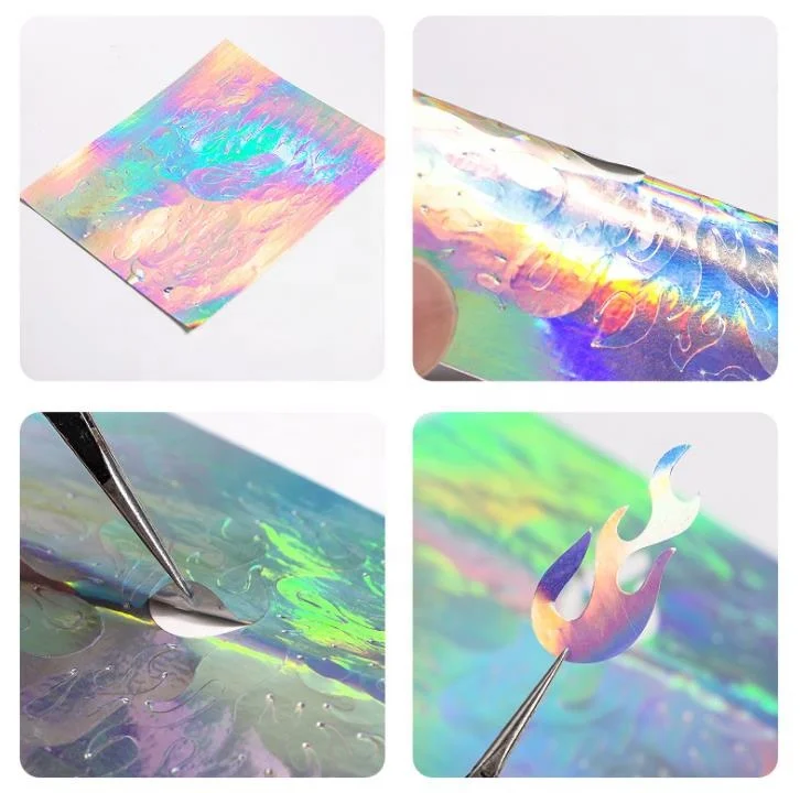
16pcs/set Adhesive Laser holographic nail sticker neon nails stickers for nail decoration 