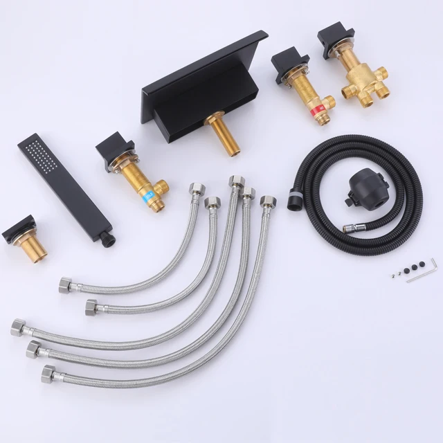 Whirlpool spa bathroom bathtub faucet set bath tubs and showers waterfall bathtub shower faucet 5 hole bath shower mixer