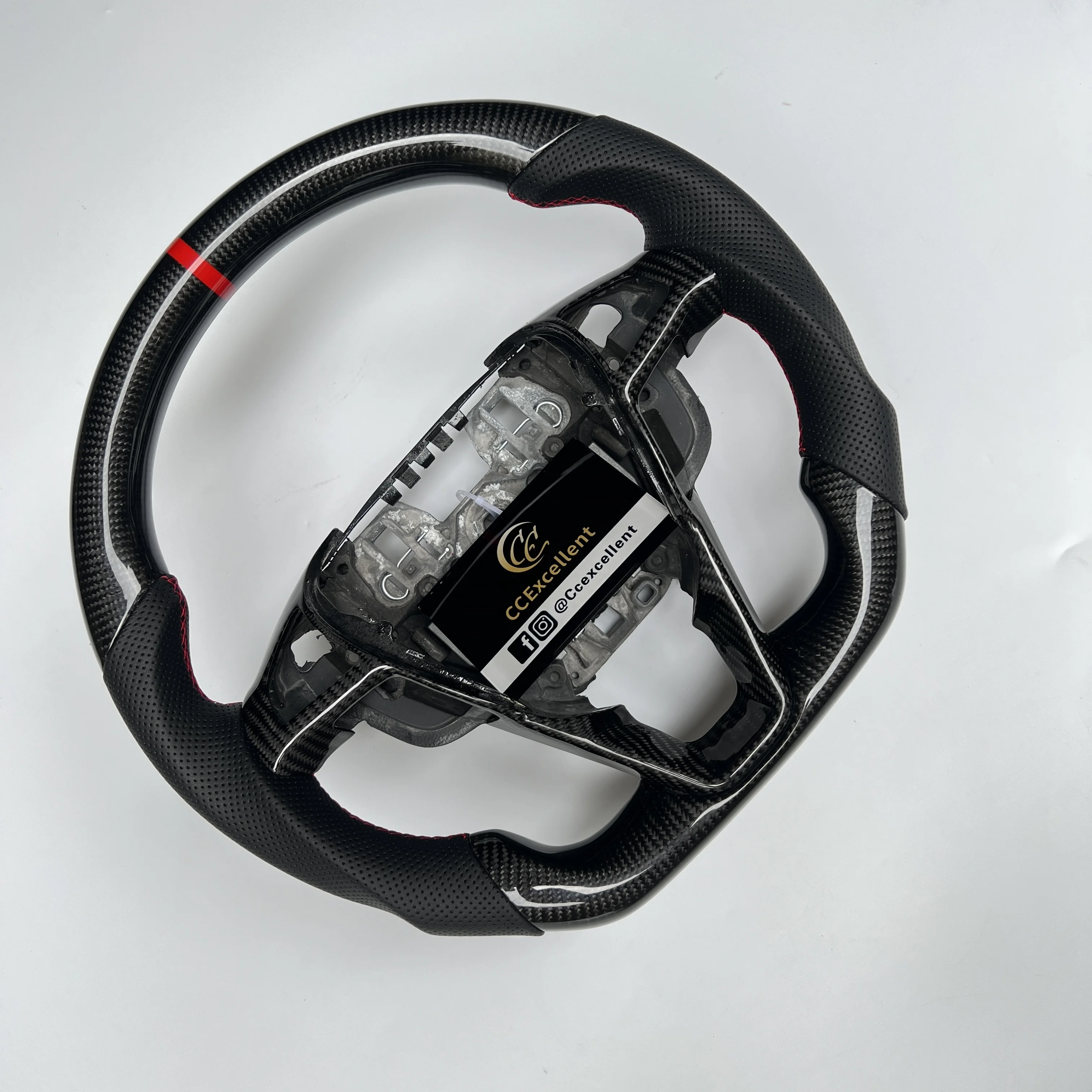 Factory price custom high quality 2015-2021 for ford edge real carbon fiber steering wheel with perforated leather