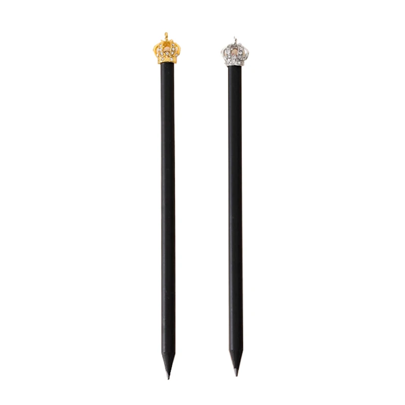 New black wood crown pencil HB/2B gift pen wholesale custom stationery