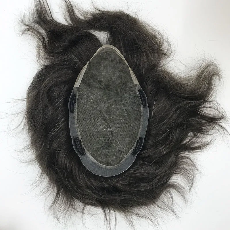 Q6 model soft human hair enhancement replacement look real hair grafted systems toupee with 15% gray hair