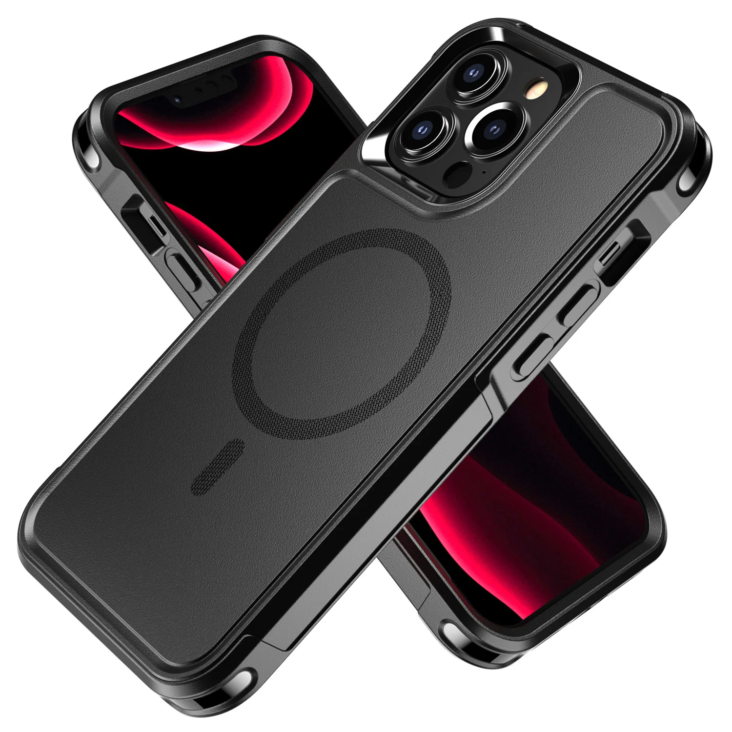 Защитный Магнитный чехол для iPhone 13 Pro жесткий ударопрочный из поликарбоната и ТПУ 11