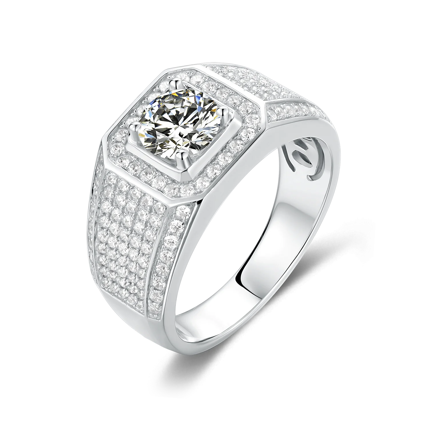 Custom Eternity Jewelry Hip Hop Promise Engagement 925 Sterling Silver Moissanite Wedding Ring Men