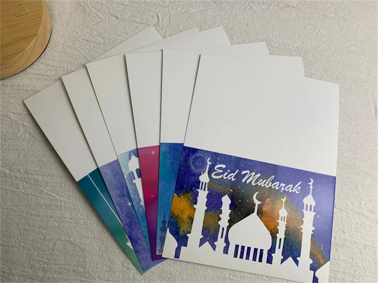 TEID-8D045 Ramadan Kareem Muslim Islamic Eid Greeting Cards Envelop Set for Ramadan Deco Eid Mubarak Invitation Greeting Card