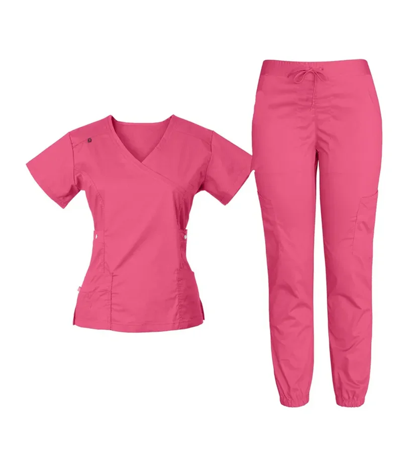 Fashionable women scrubs sets stylish anti wrinkle medical work nursing scrub uniform new style nurse uniform for hospital